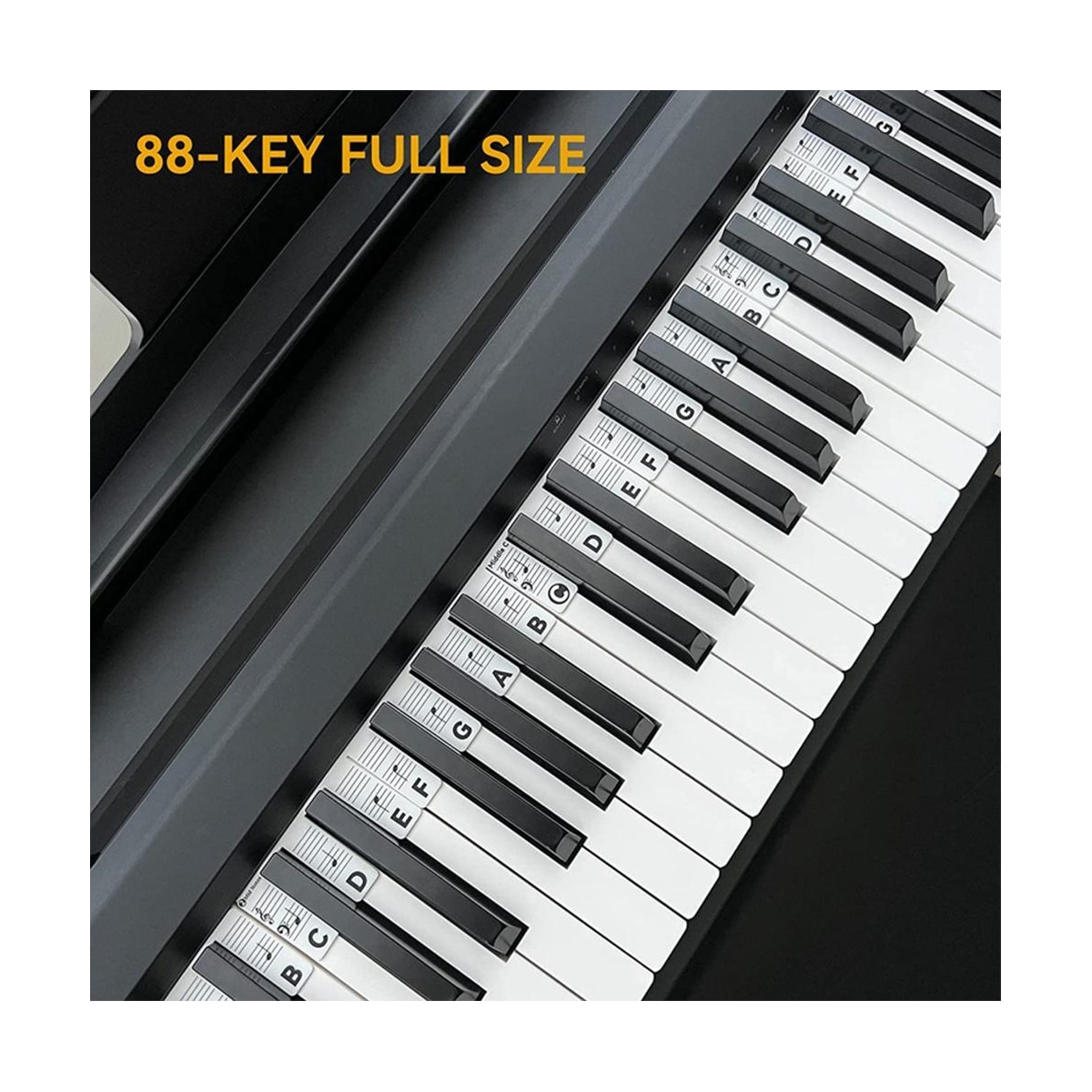 Avtakbare piano- og keyboardetiketter, 88 tangenter Hvit