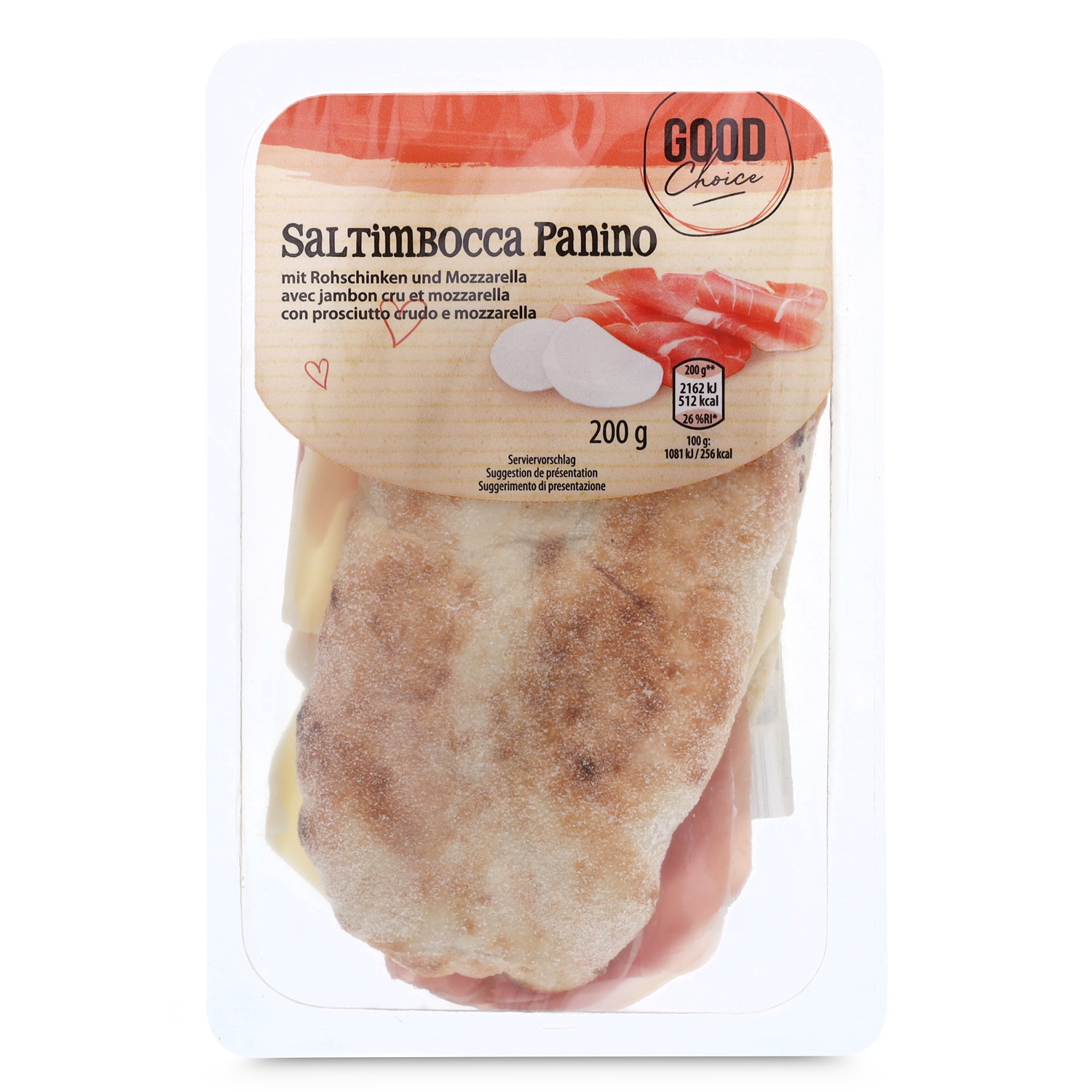 GOOD CHOICE Saltimbocca, Rohschinken und Mozzarella 200 g