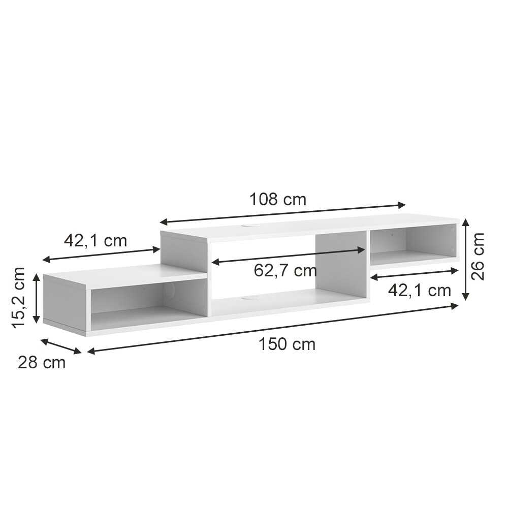 Vicco CD-Regal Drive Weiß 150 x 26 cm offenes Regal
