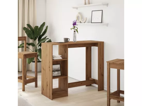 Table de bar avec étagère chêne artisanal bois d'ingénierie