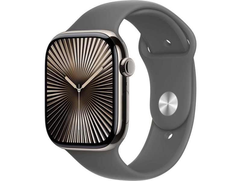 Apple Watch Series 10 46 mm LTE Natural Titanium Sport Grau Eine glatte Zehn