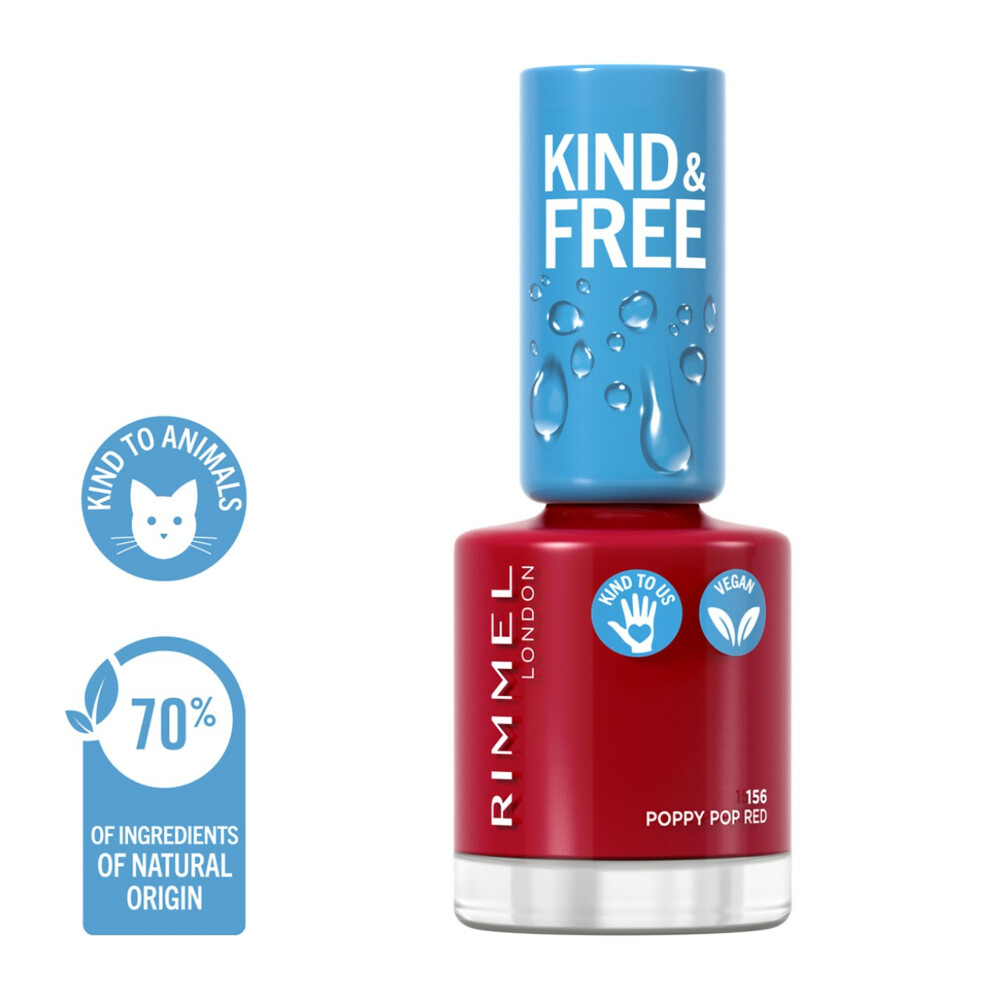 Rimmel KIND & FREE Vegan Nagellak 156 Poppy Pop Red8 ml