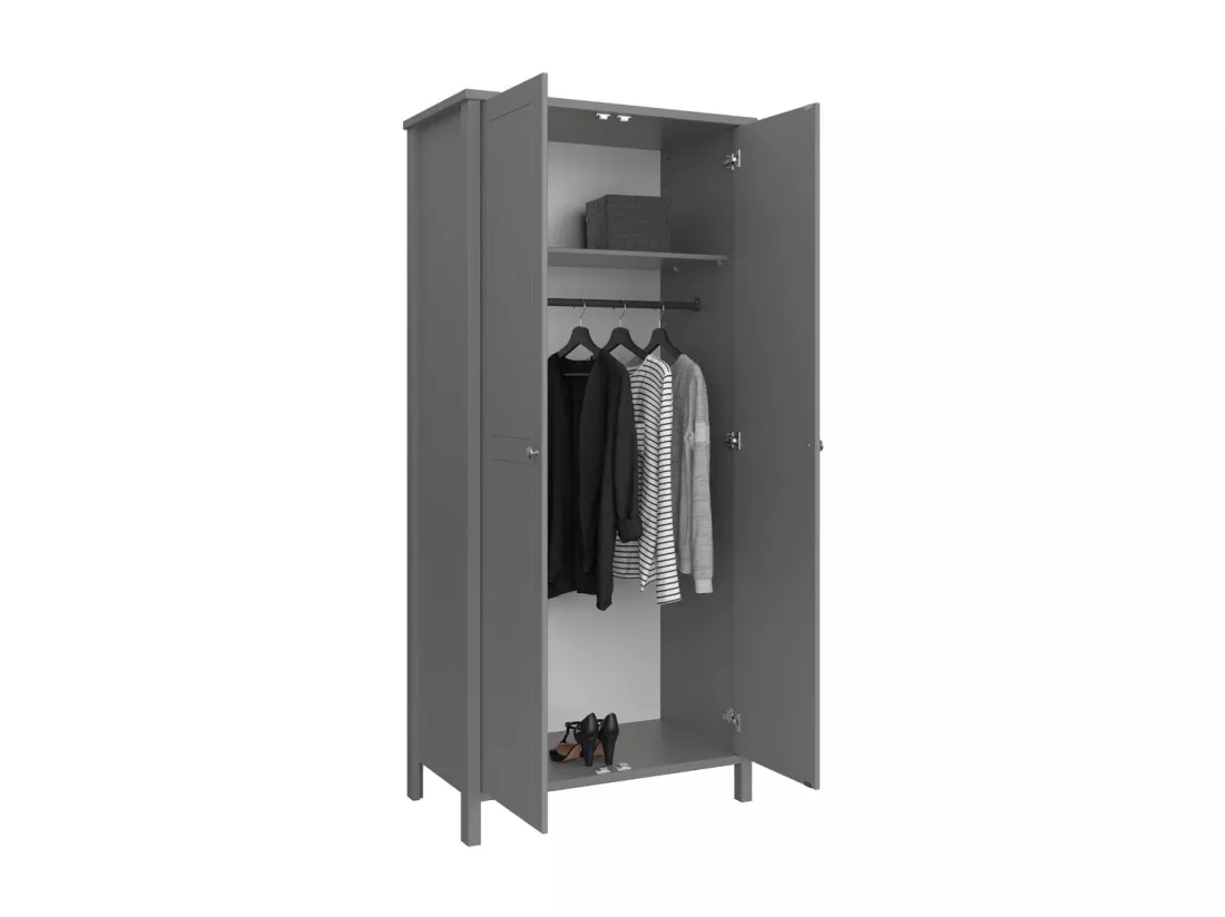 Tromsø armoire de rangement 2 portes et étagères supplémentaires gris.