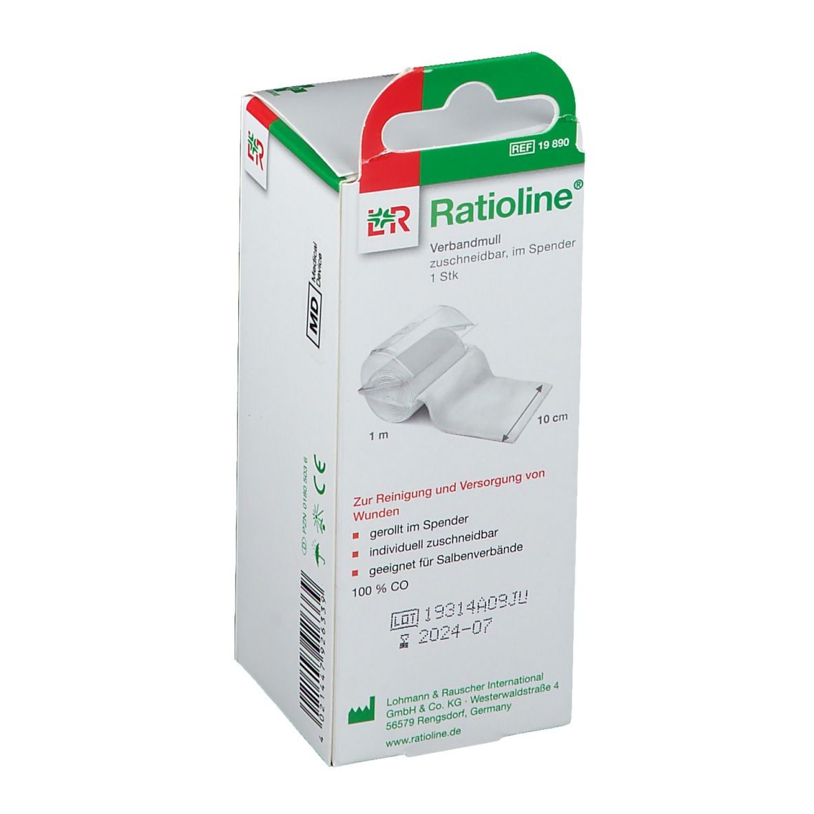 Ratioline® acute Verbandmull 10 cm x 1 m
