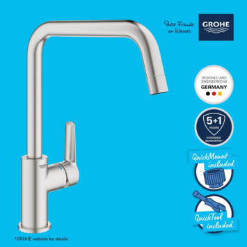 Grohe keukenkraan Start hoge U-uitloop QuickFix supersteel (RVS look)