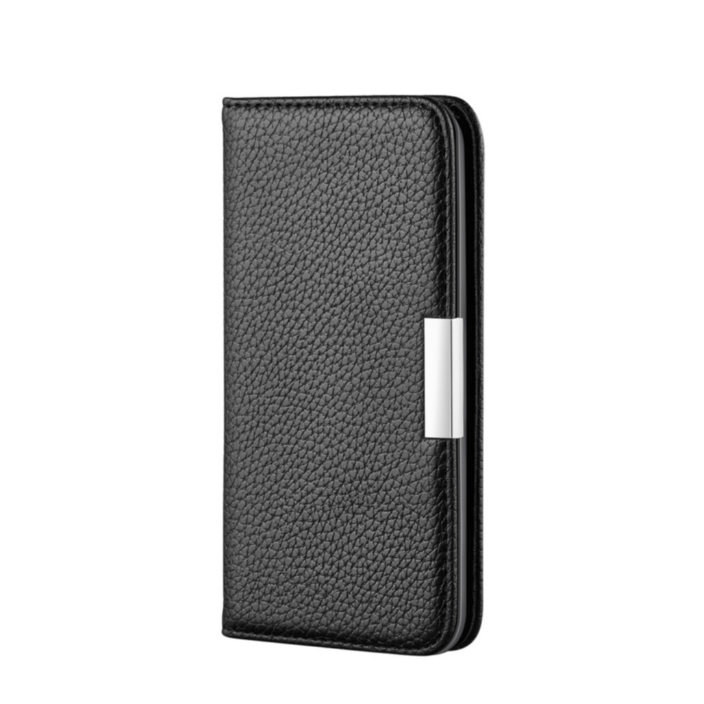 Samsung Galaxy S21 FE 5G Leder Tasche Flip Cover Litchi Look - Schwarz
