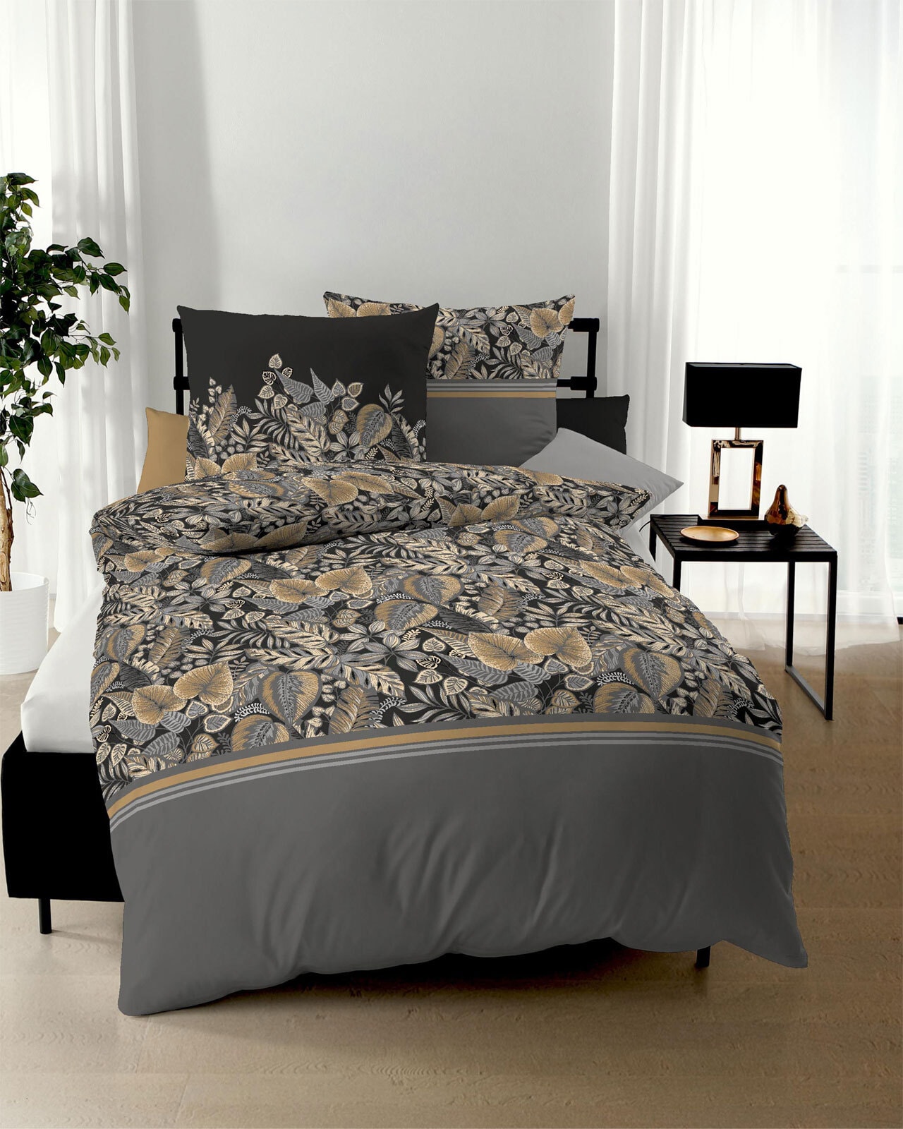 kaeppel Satin-Bettwäsche TIKA 135 x 200 cm schwarz