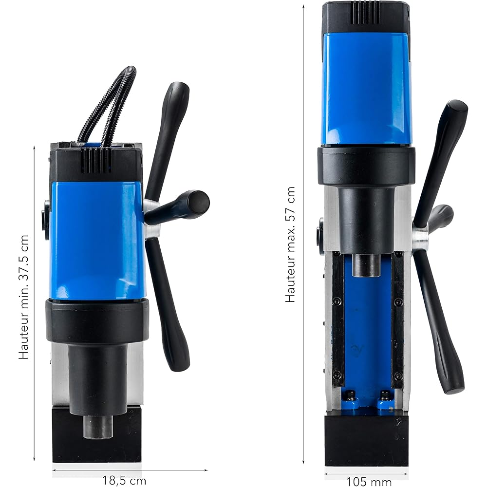 STAKO Perceuse magnétique 1800 W avec mallette ST-28RE Ø max. 80 mm – Force magnétique 16500N – Carotteuse portable pour travail des métaux avec Weldon 19 mm et mandrin 3-16 mm et support fileté M3 : Bricolage