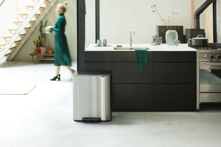 Bo Pedaalemmer, met 2 binnenemmers, 2 x 30 liter - Matt Steel Fingerpr