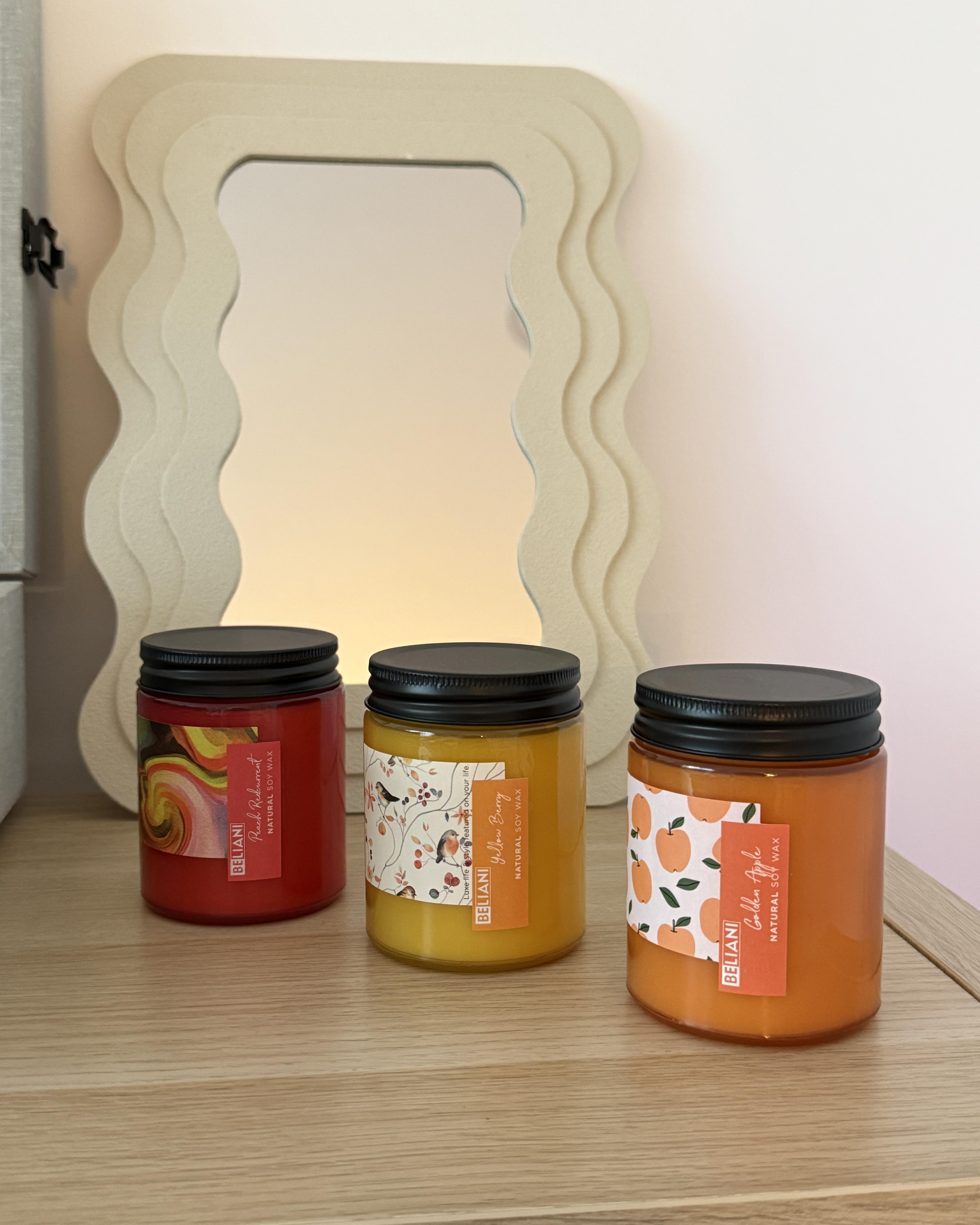 Set van 3 geurkaarsen FRUITY BLOOM Soja wax Fruitige geurnoten