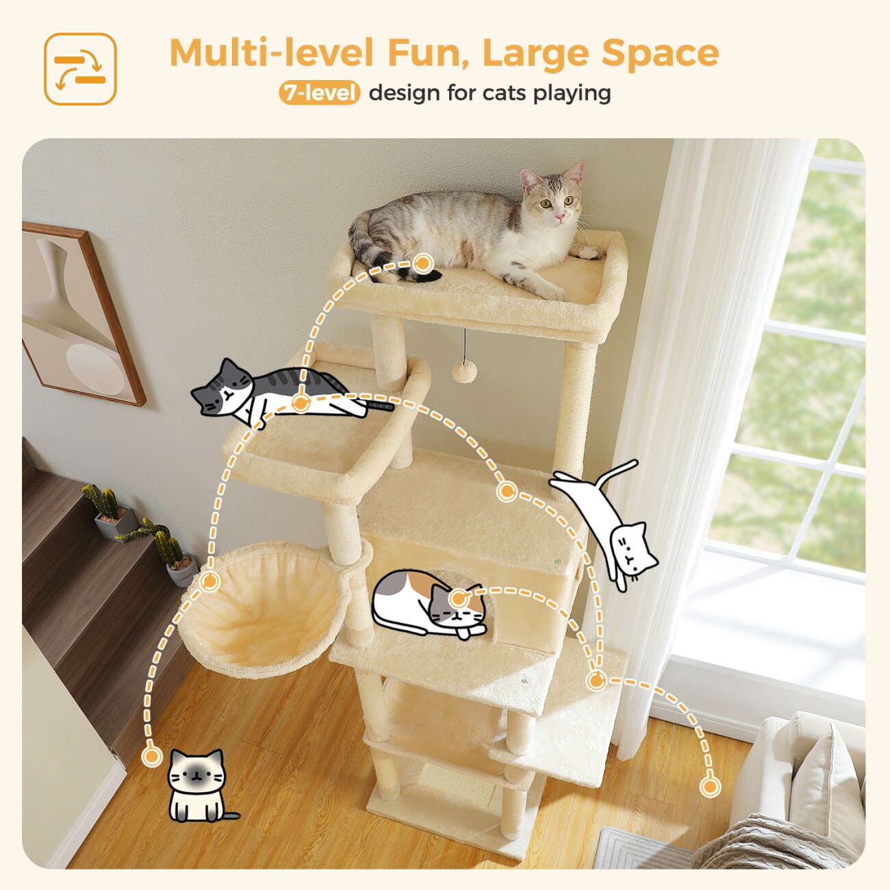 Pawz Road Kratzbaum Groß 186cm beige