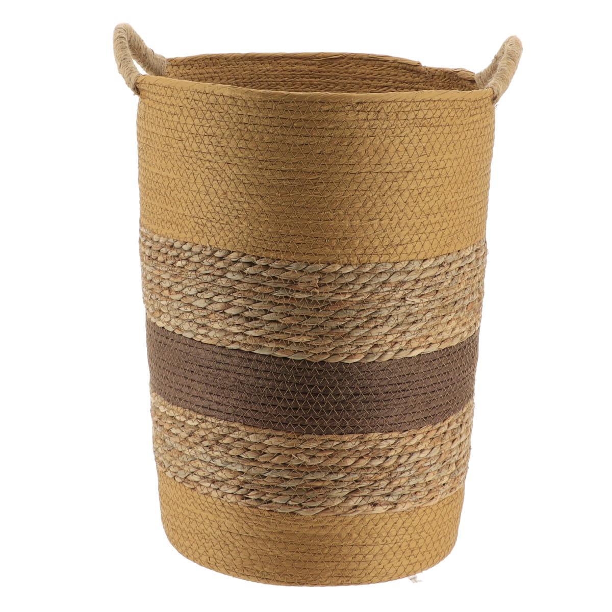 PANIERE RONDE MATIERE VEGETALE ET PAPIER 35X45CM CAMEL