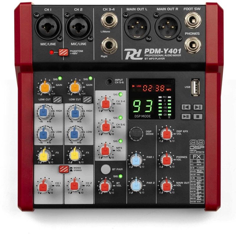 Power Dynamics PDM-Y401 mixer - 4 kanaals mengpaneel met Bluetooth