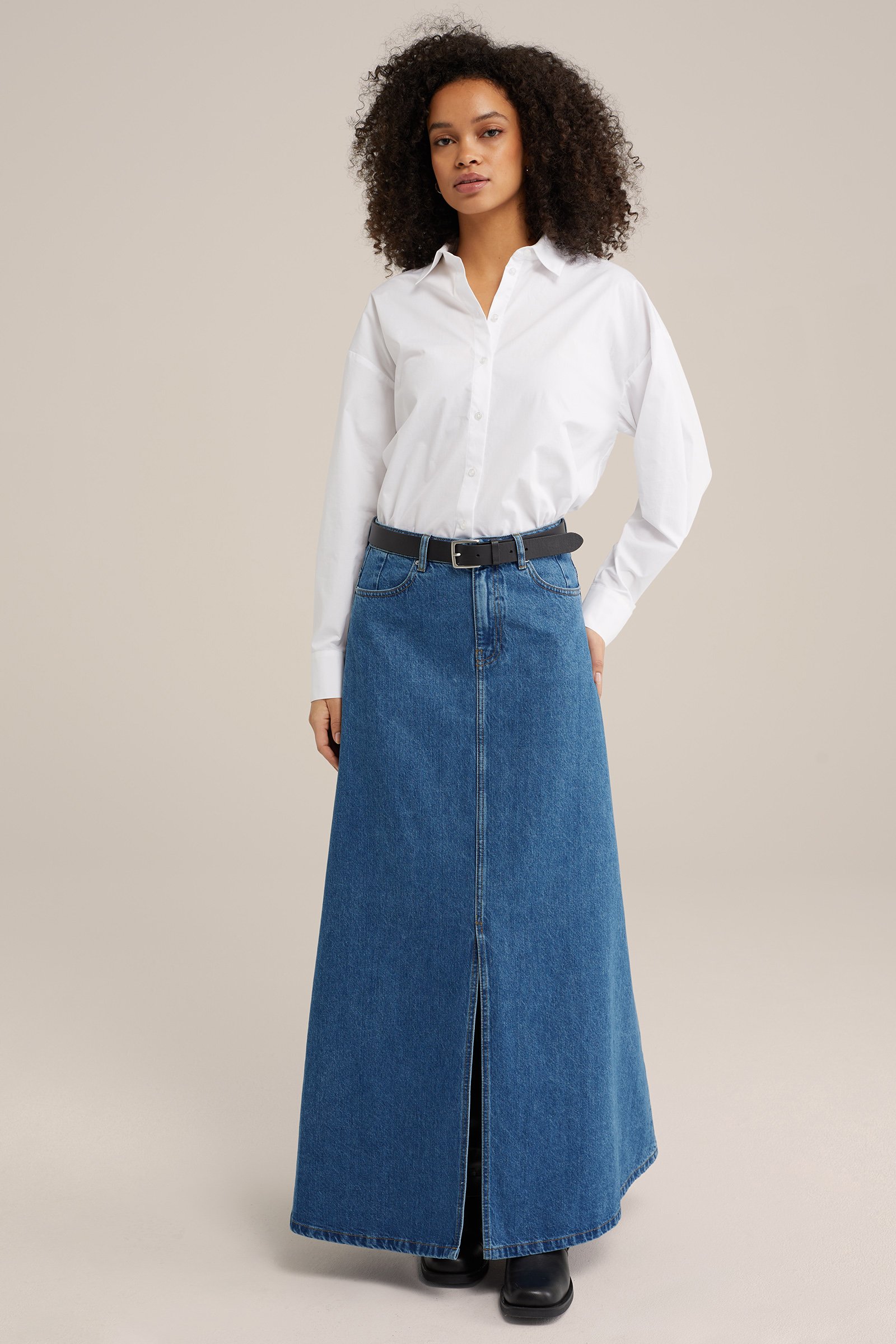 denim maxi-rok WE Fashion Blauw