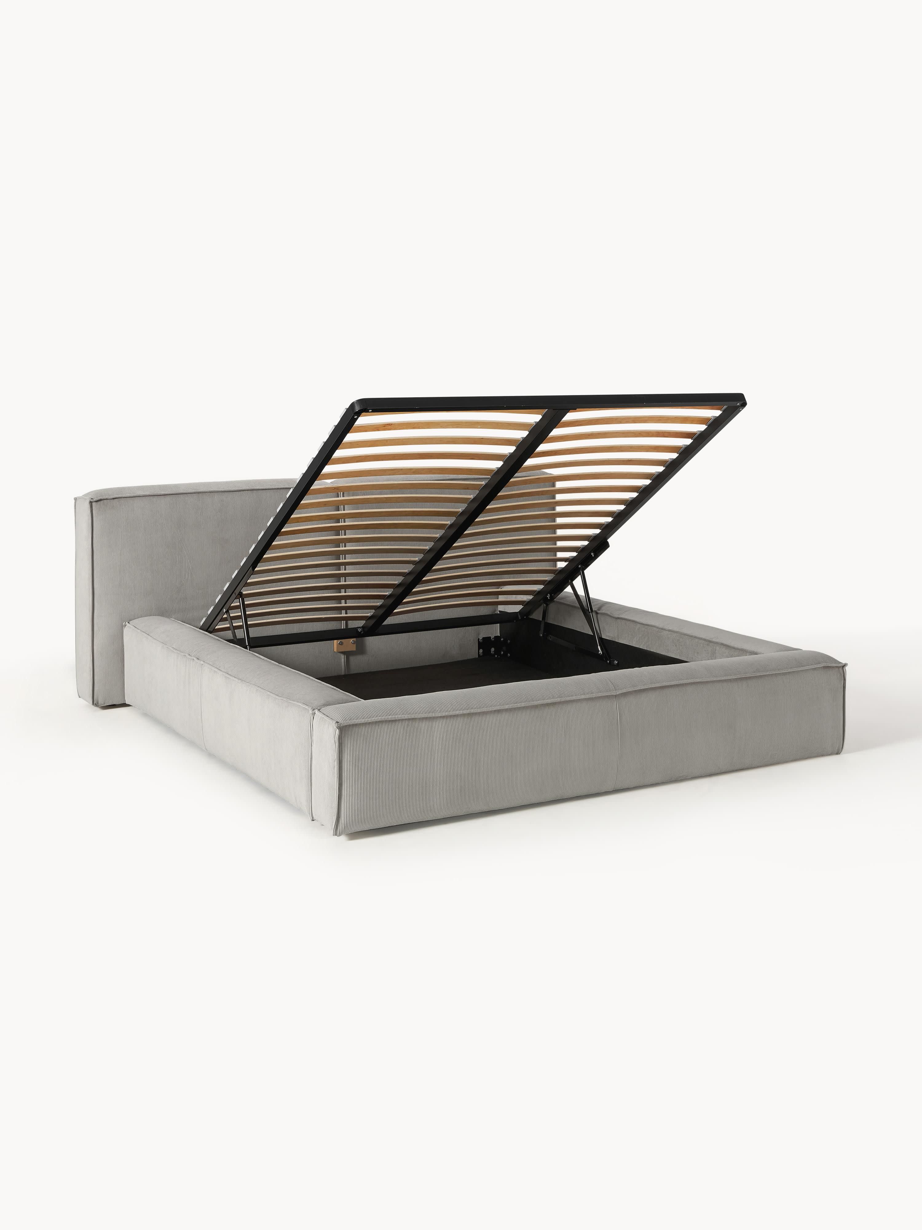 Gestoffeerd bed Lennon van corduroy met opbergruimte