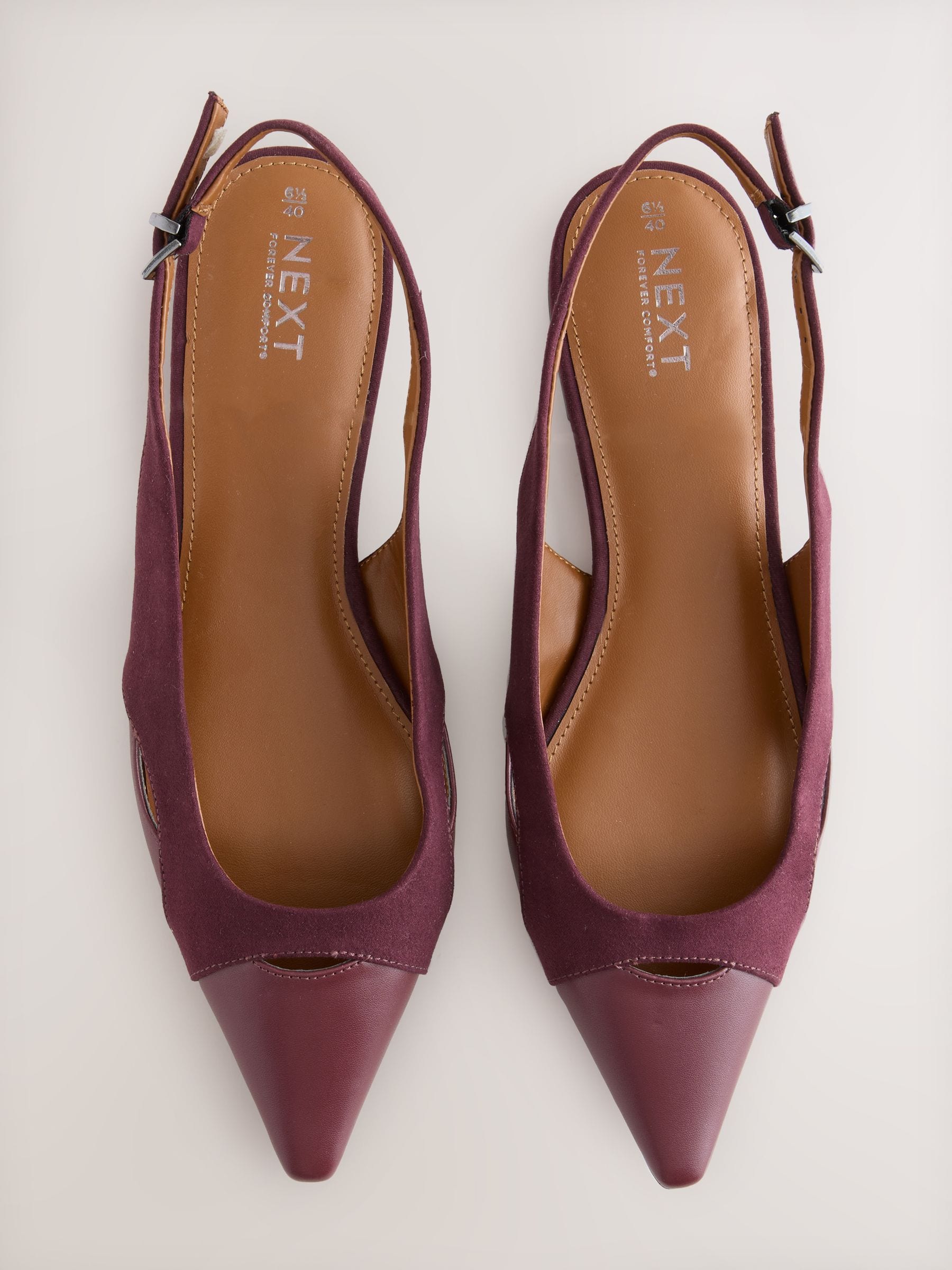 Bordeauxrood - Pointed Toe Slingback Shoes