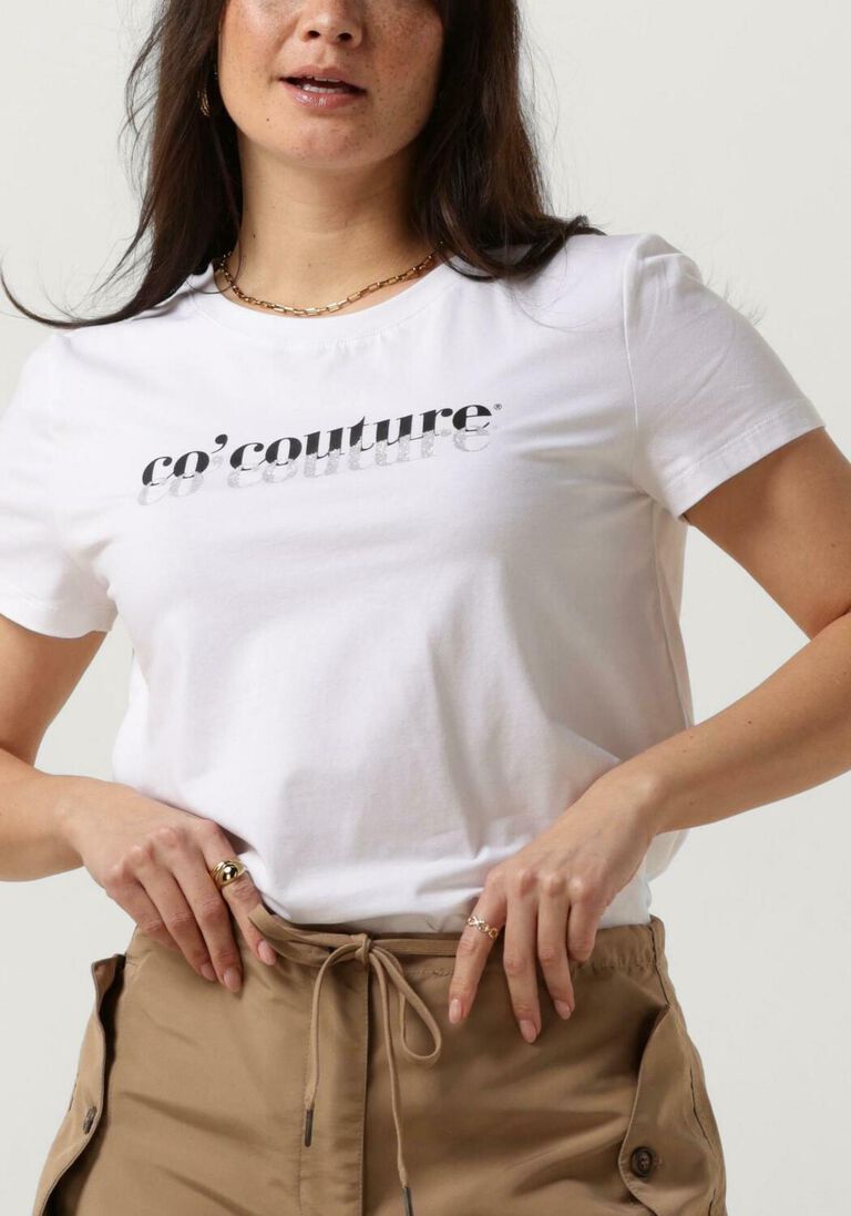 CO\\'COUTURE witte co'couture t-shirt glitter logo tee