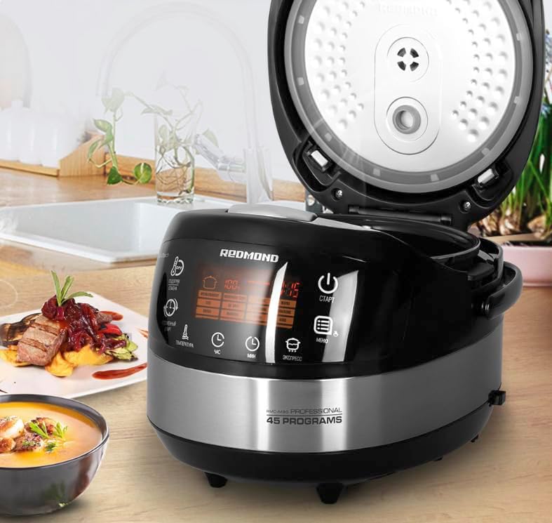 REDMOND RMC-90 RU | Multikocher mit russischem Menü | 5L Multicooker mit 45 Programmen, 3D-Heizsystem, Reiskocher, Slow Cooker, Dampfgaren, Anbraten & Backen