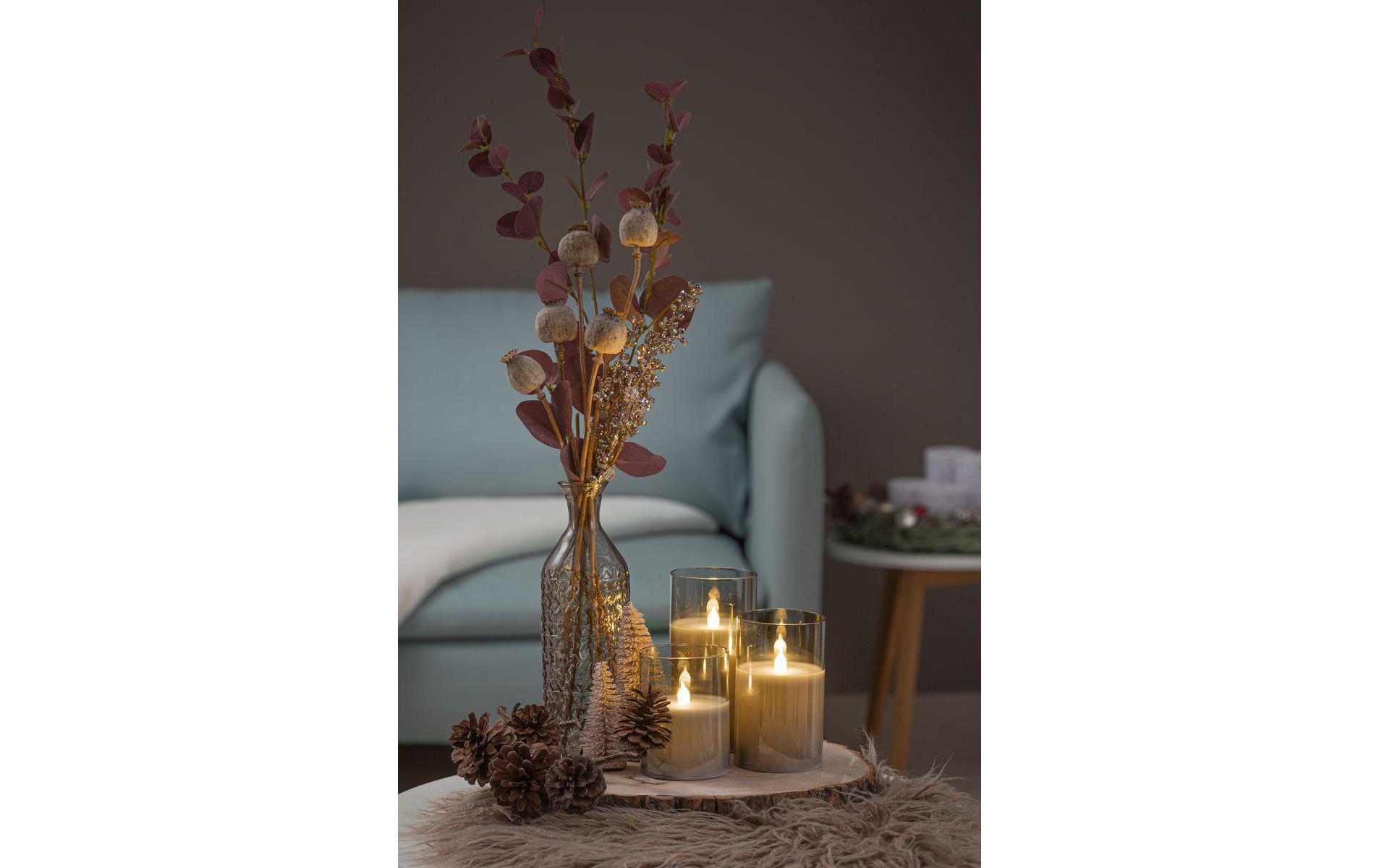 LED-Kerzen Set Classy Smokey, Ø7.5cm, Anthrazit/Weiss, 3 StkLED-Wachskerze, 3er Set