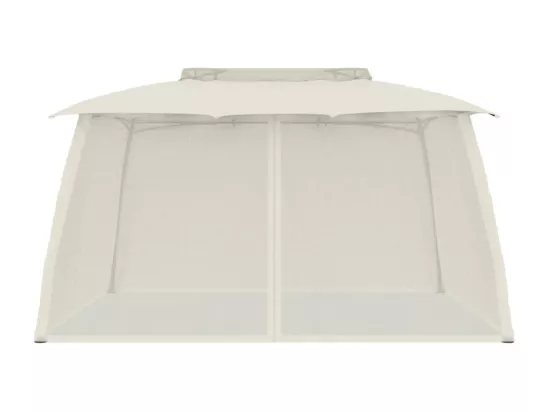 Tonnelle avec double toit et parois en filet crème acier