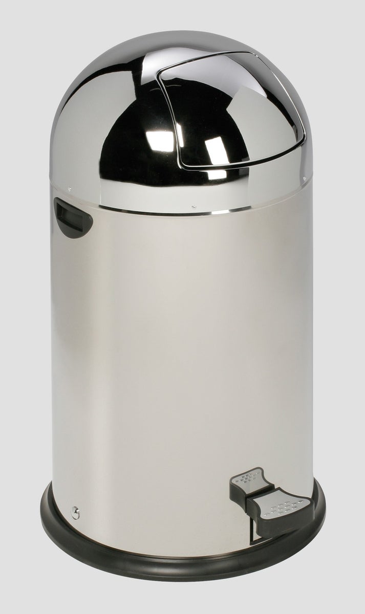 PROREGAL Classic Afvalbak met Klep, Binneninzetstuk, Voetpedaal, 40 Liter, HxBxD 73 x 46,5 x 46,5 cm, Roestvrij Staal, Zilver