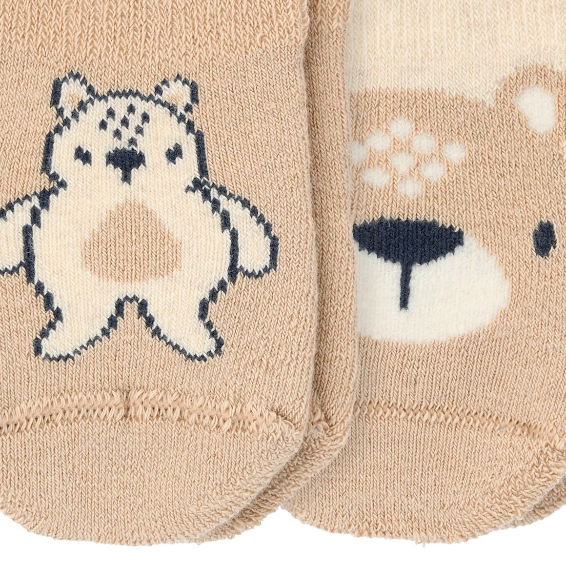 Topomini 2 Paar Newborn Frottee-Socken mit Bär-Motiven beige / creme