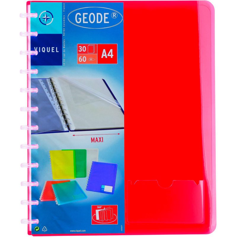 Protège-documents Viquel Géode polypropylène translucide A4 30 pochettes - 60 vues couleurs assorties