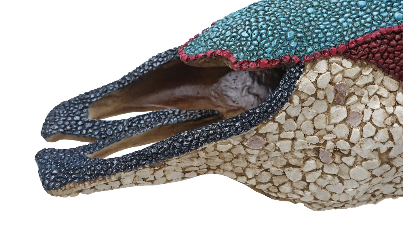 Deko Kuhschädel MCW-D31, Stierkopf Bulle Tierkopf Kuhkopf Trophäe mit Mosaik, Polyresin 51x50x25cm