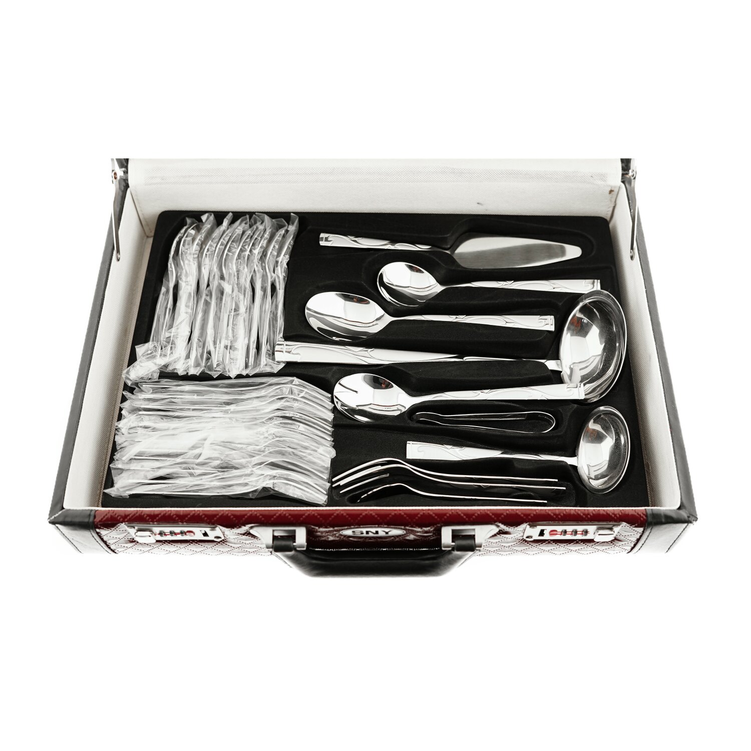 Almina 84 teiliges Besteckset mit Muster Essbesteck Edelstahl 18/10