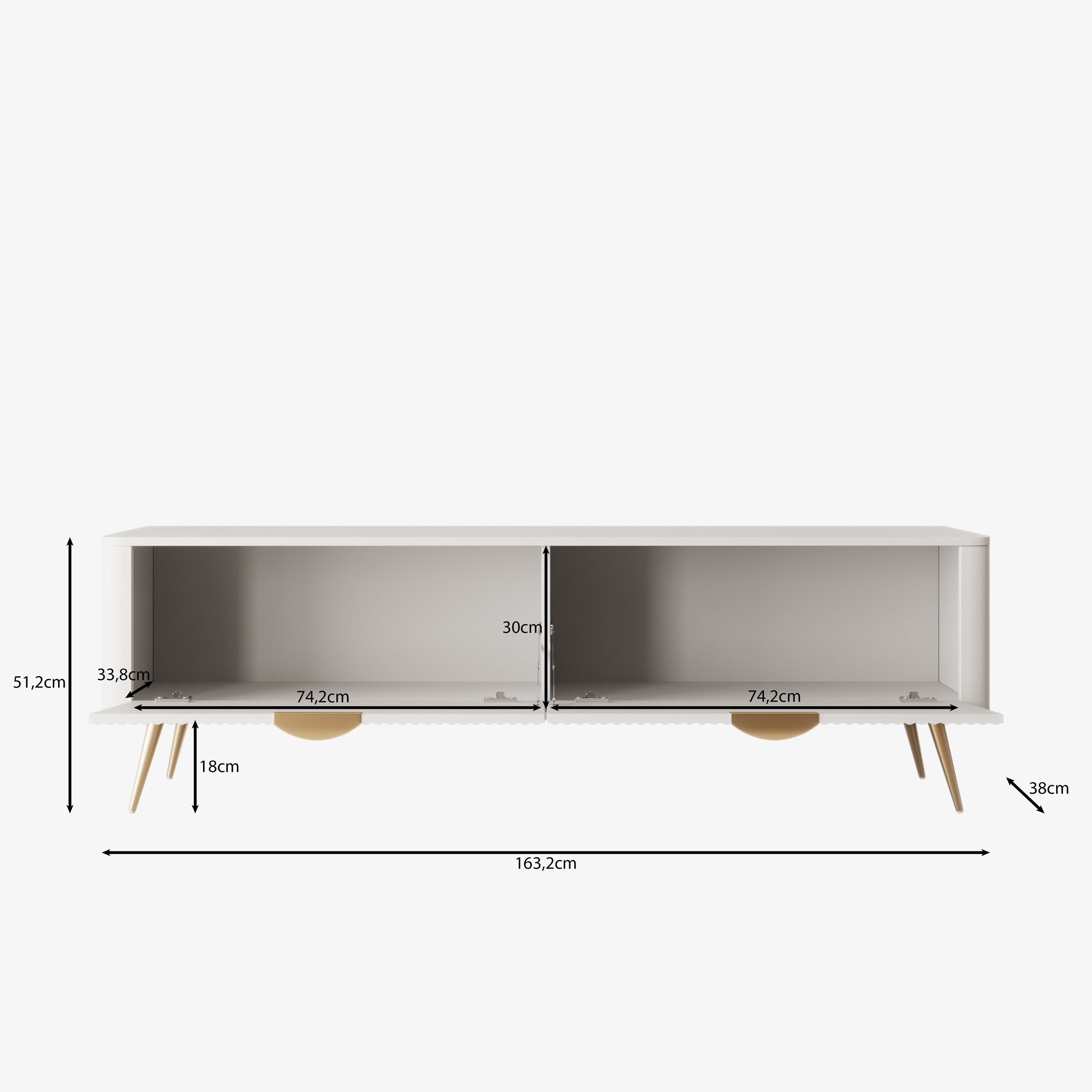 Meubella - TV-Meubel Lima - Wit - 163 cm