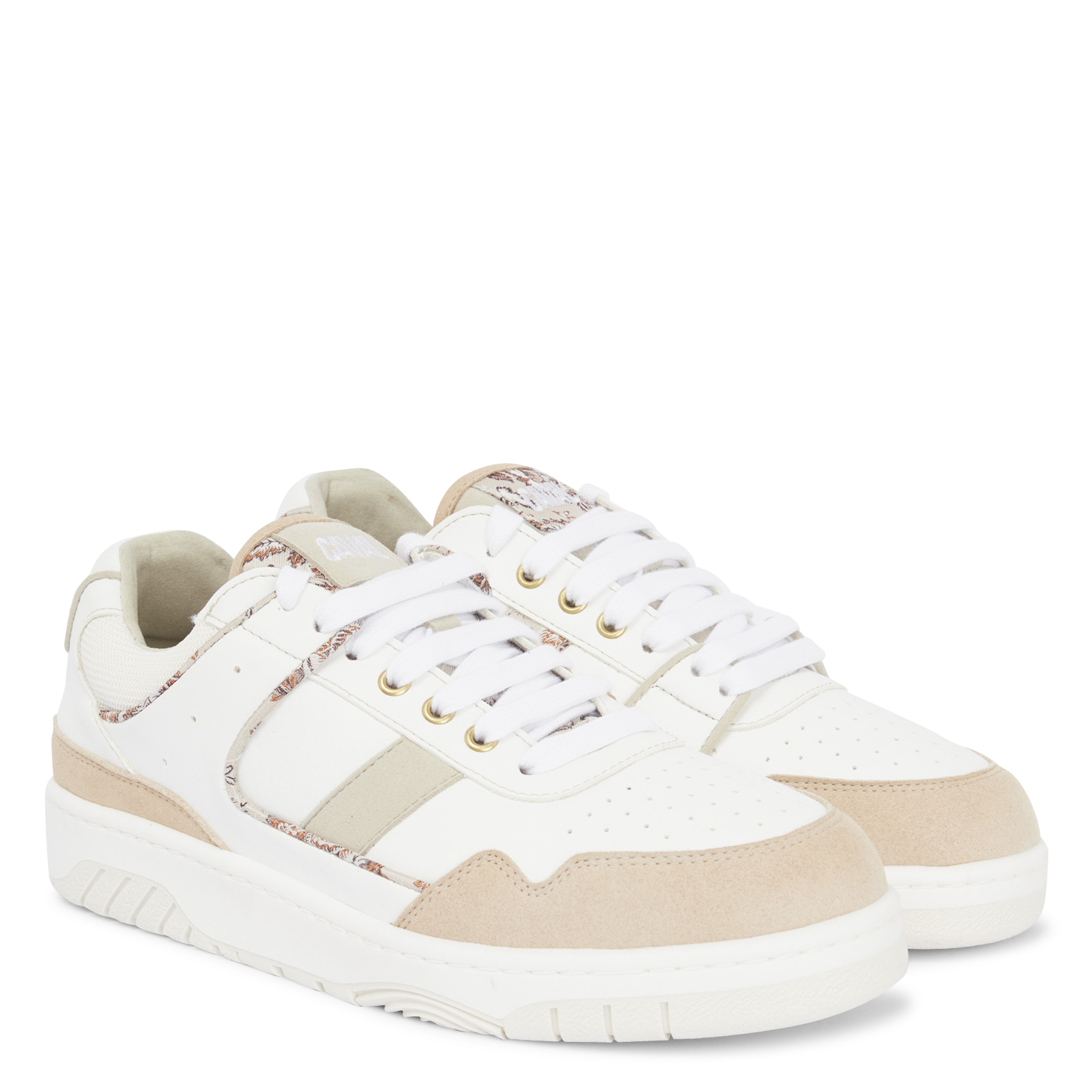 VEGAN FLORAL - Baskets basses en cuir| Beige