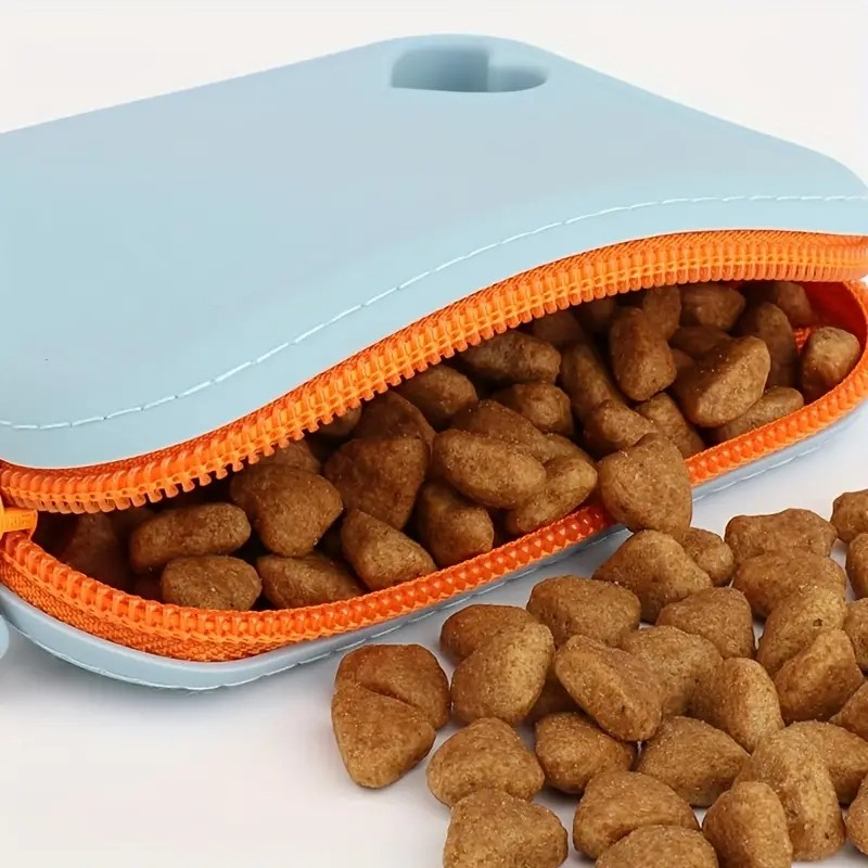 (12x9cm) Silikon Hunde Training Futterbeutel Leckerli Tasche - Blau / Orange