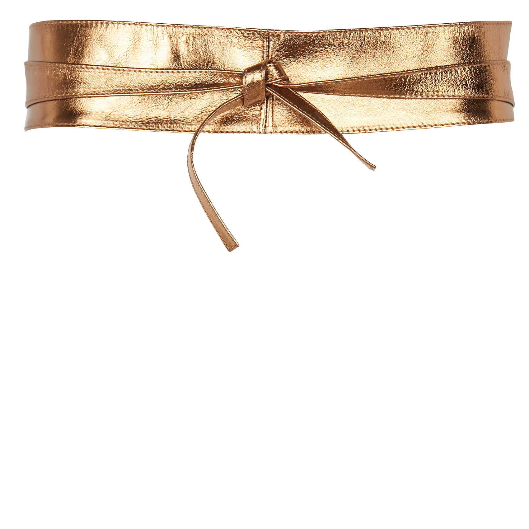 Ceinture en cuir de vachette à nouer | Doré