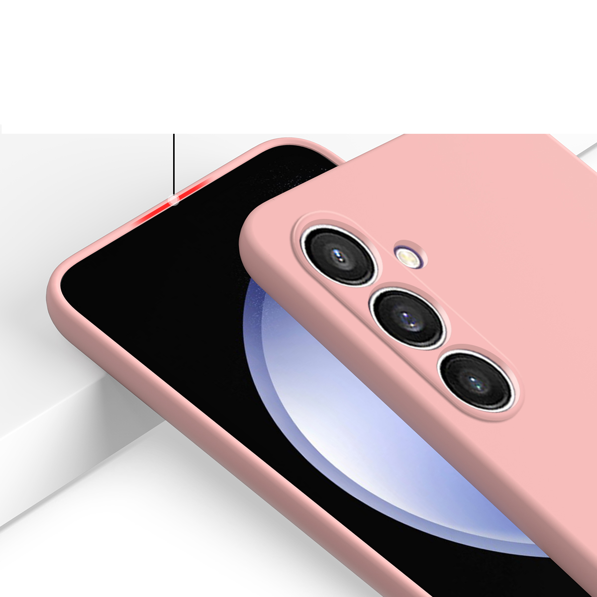 Samsung Galaxy S24 FE Silikon Case Hülle mit Kameraschutz   Handschlaufe - Rosa