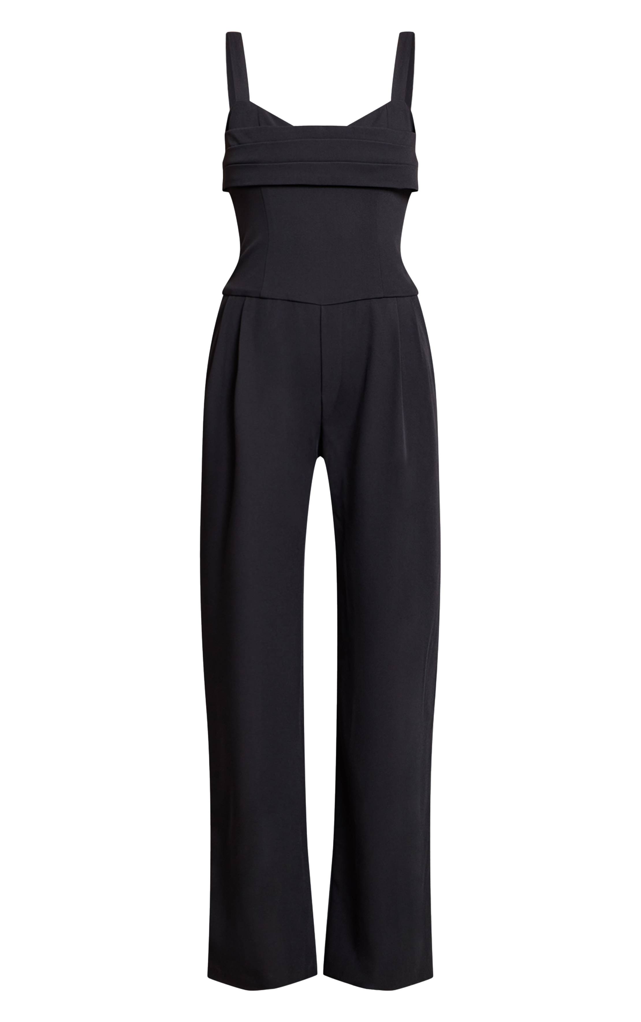 Bleu Nuit Combinaison-pantalon Large À Détails De Panneaux Ajustés
