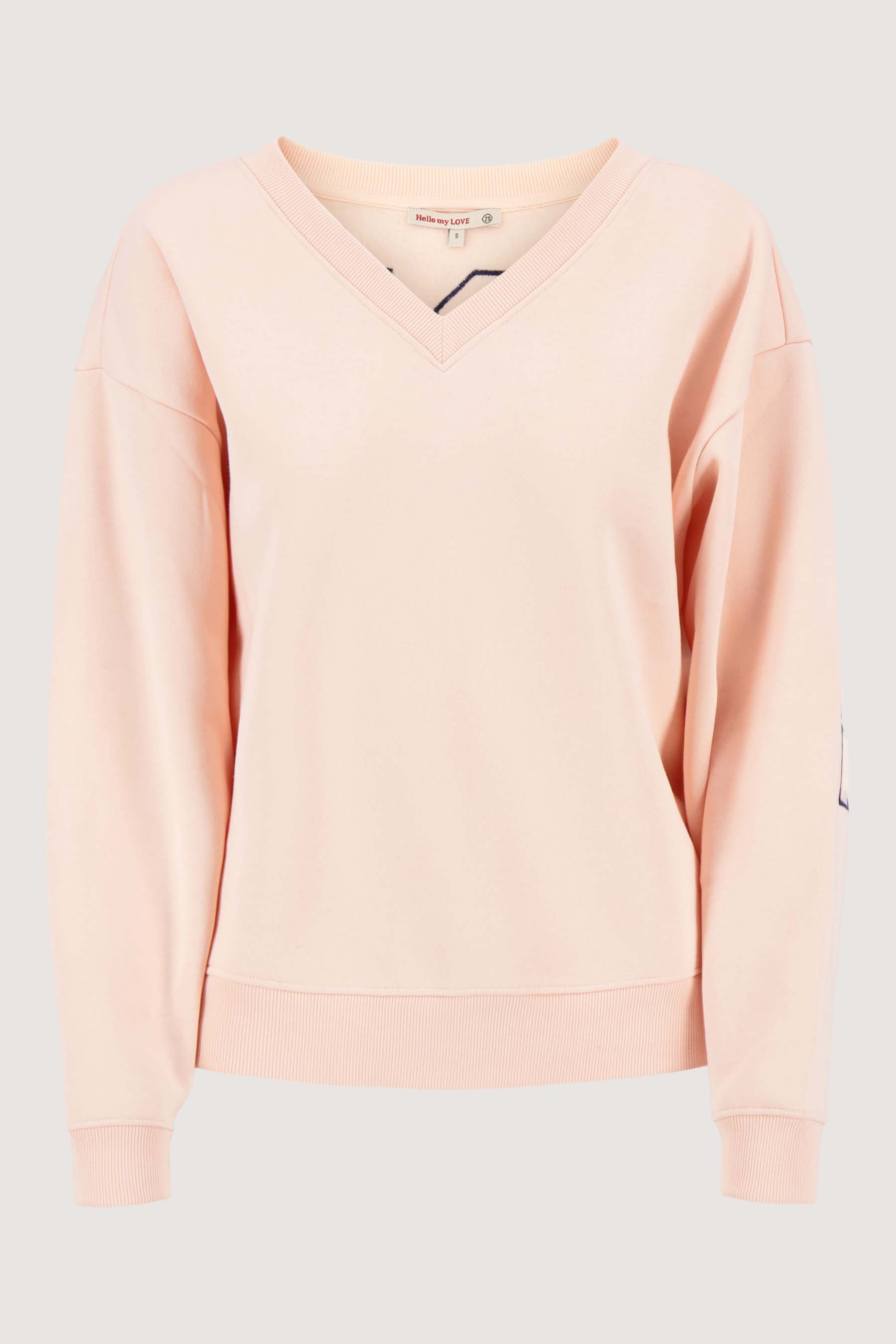 V hals sweater met tekst kiss kiss