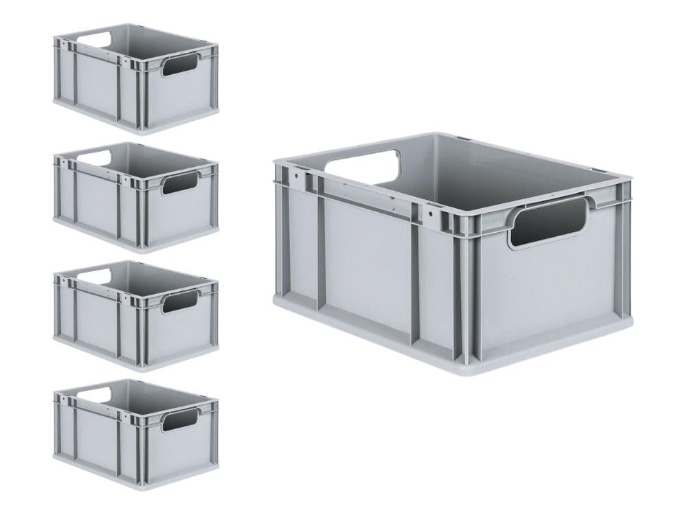 PROREGAL Value Set 5x Eurobox Nextgen Economy Handgrepen Open HxBxD 22 x 30 x 40 cm 20 Liter Euro Container Transportbox Transportcontainer