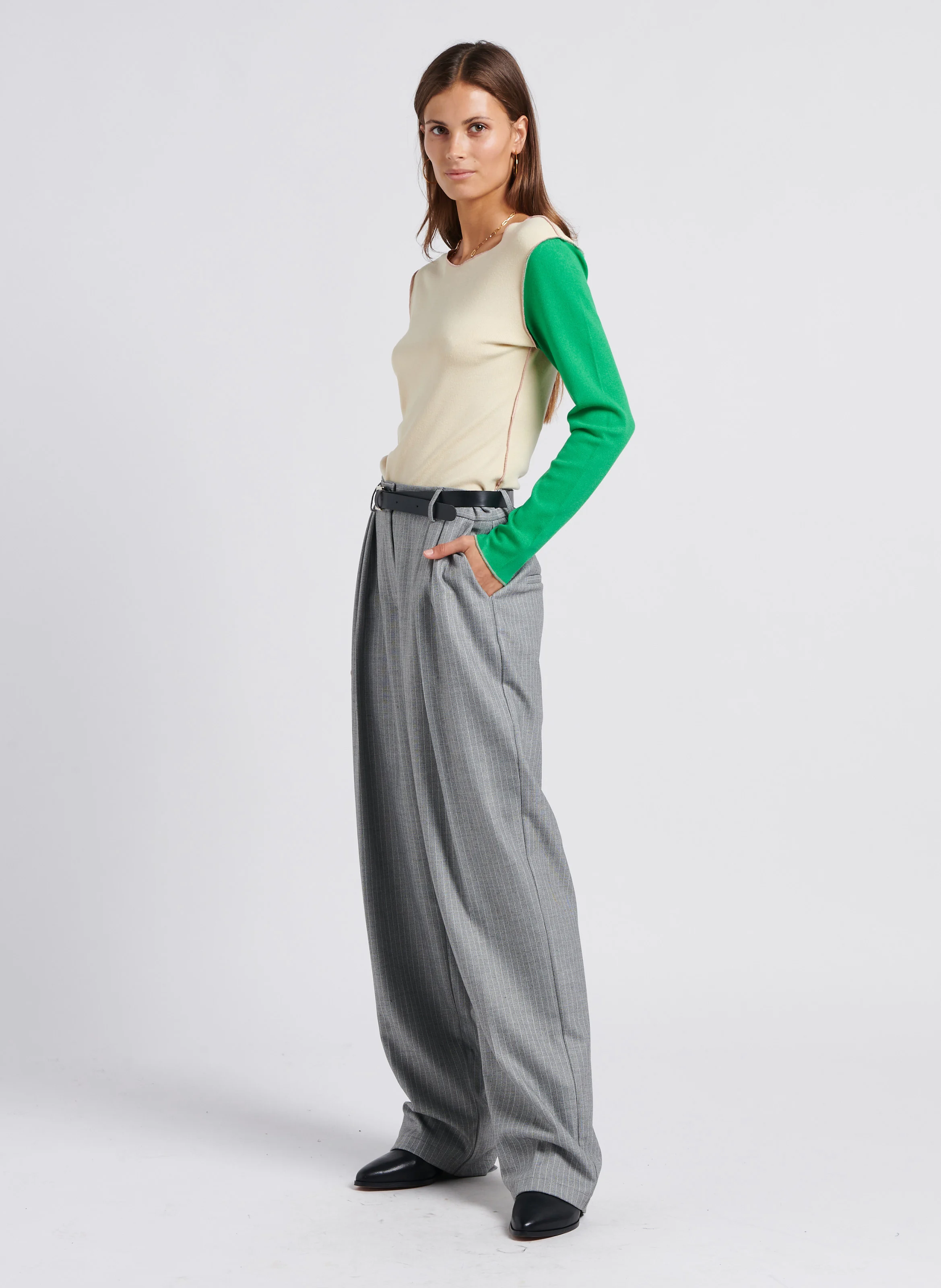 Pantalon palazzo taille haute large | Noir