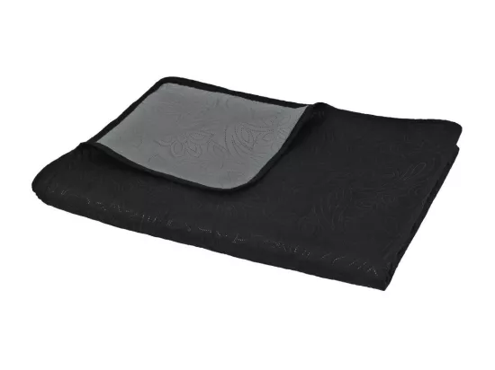 Couvre-lit à double face matelassé 170x210 Gris et noir