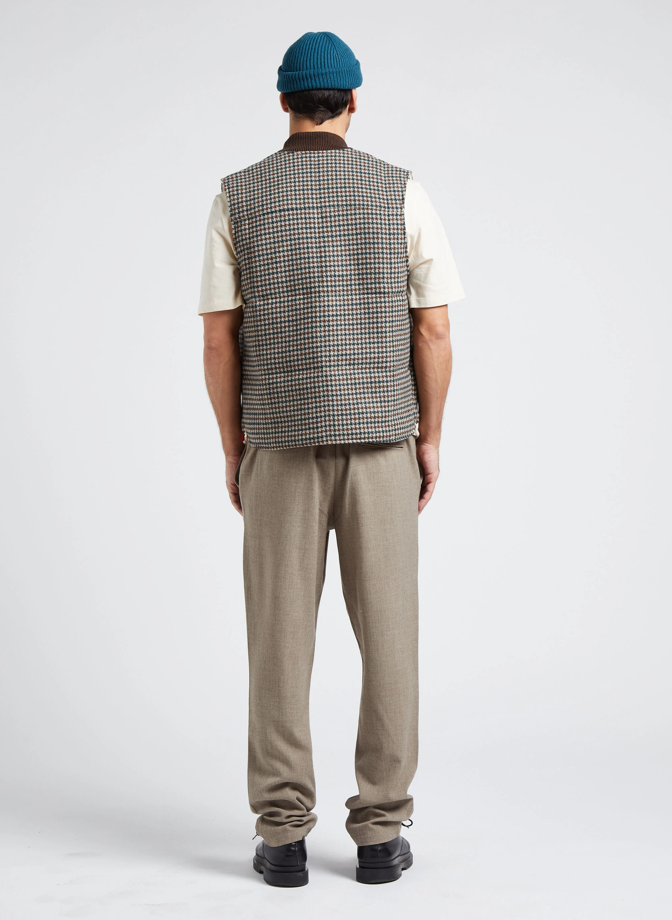 MICHAEL - Veste col rond à motif pied de poule en laine mélangée | Multicolore