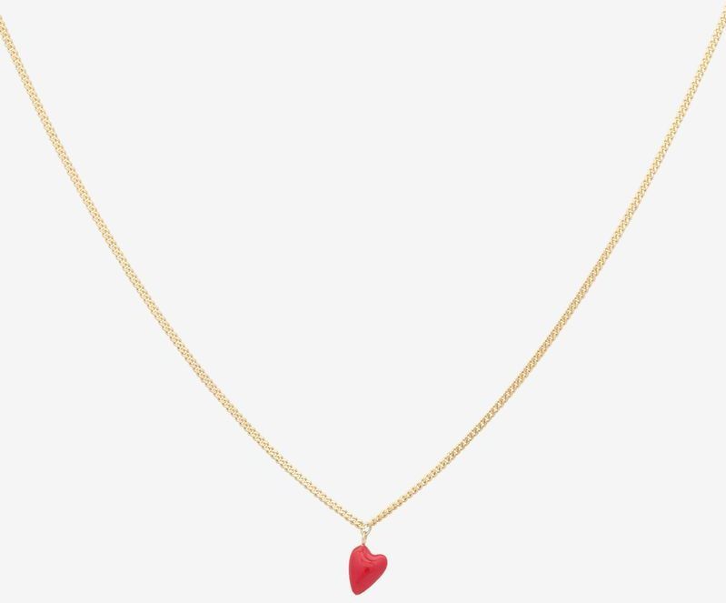 Anna+Nina - Heart Beat - Ketting - Gold Plated - Rood Geëmailleerd Hartje