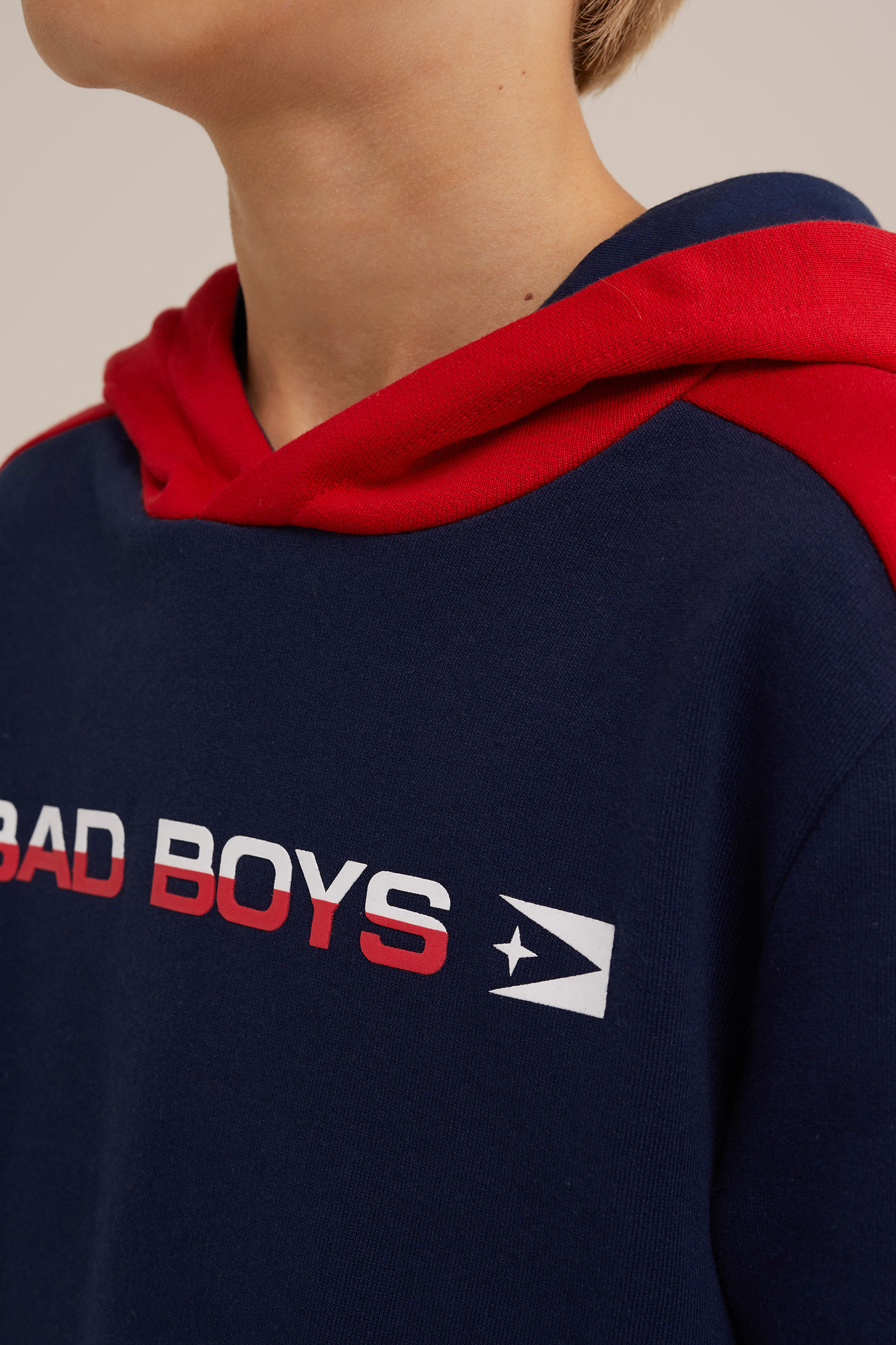 Jongens hoodie met colourblock Bad Boys Felrood