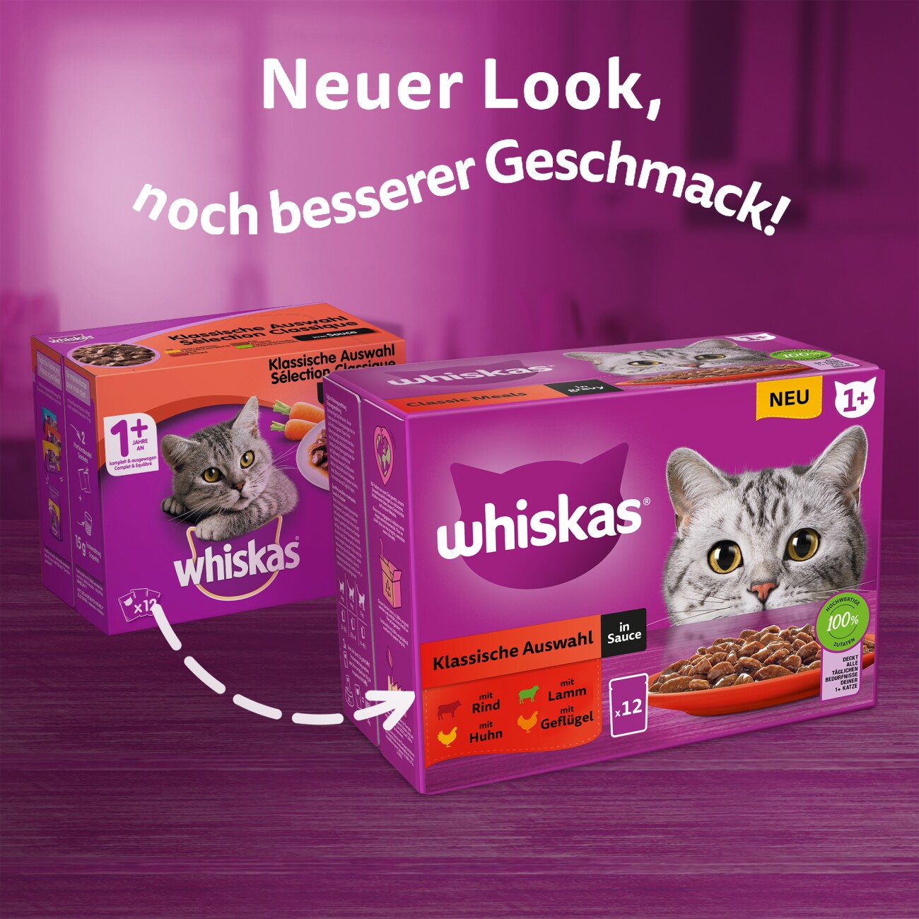 Whiskas Multipack 1+ Klassische Auswahl in Sauce 12x85 g