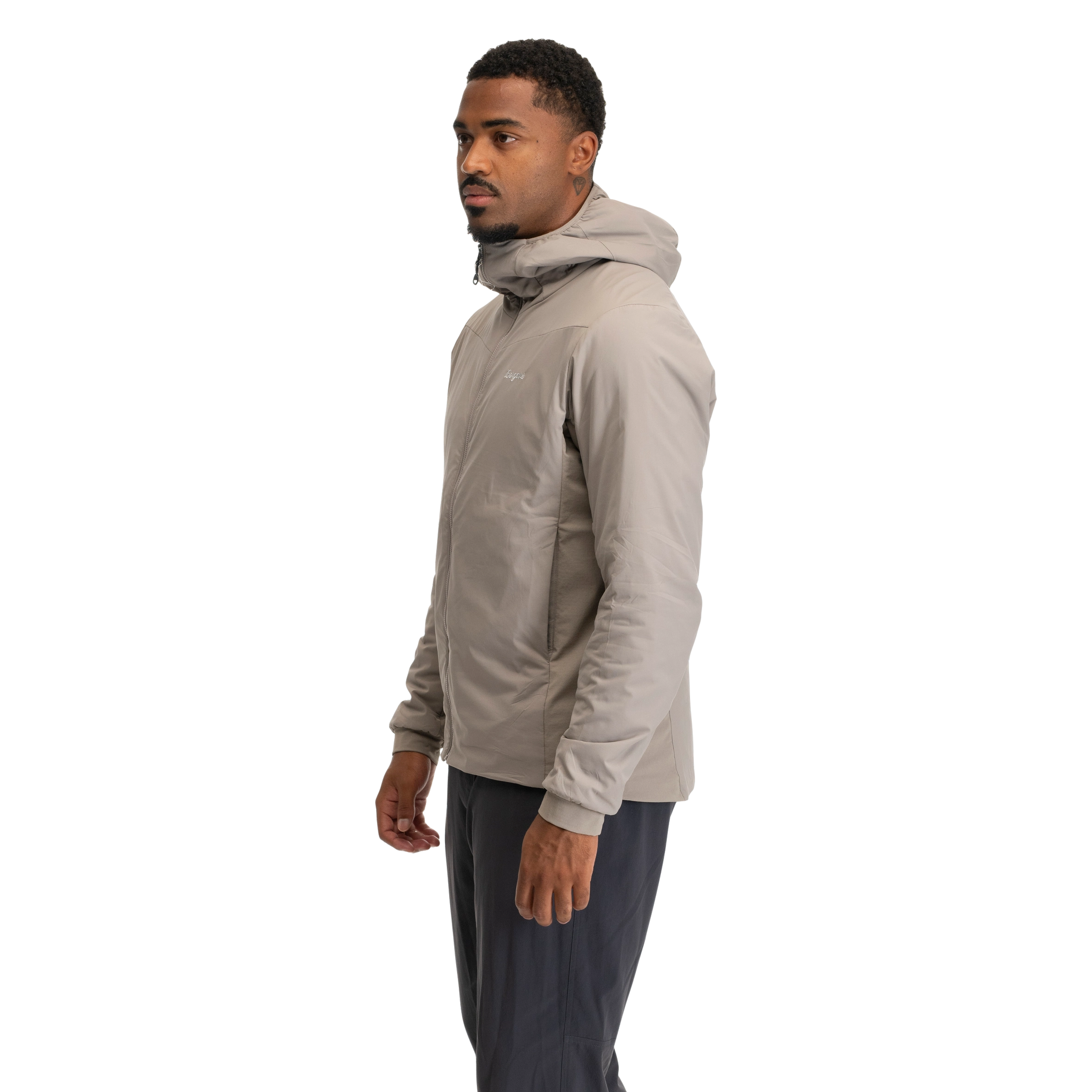 Holo Insulated Hood Jacket Men Rock Taupe