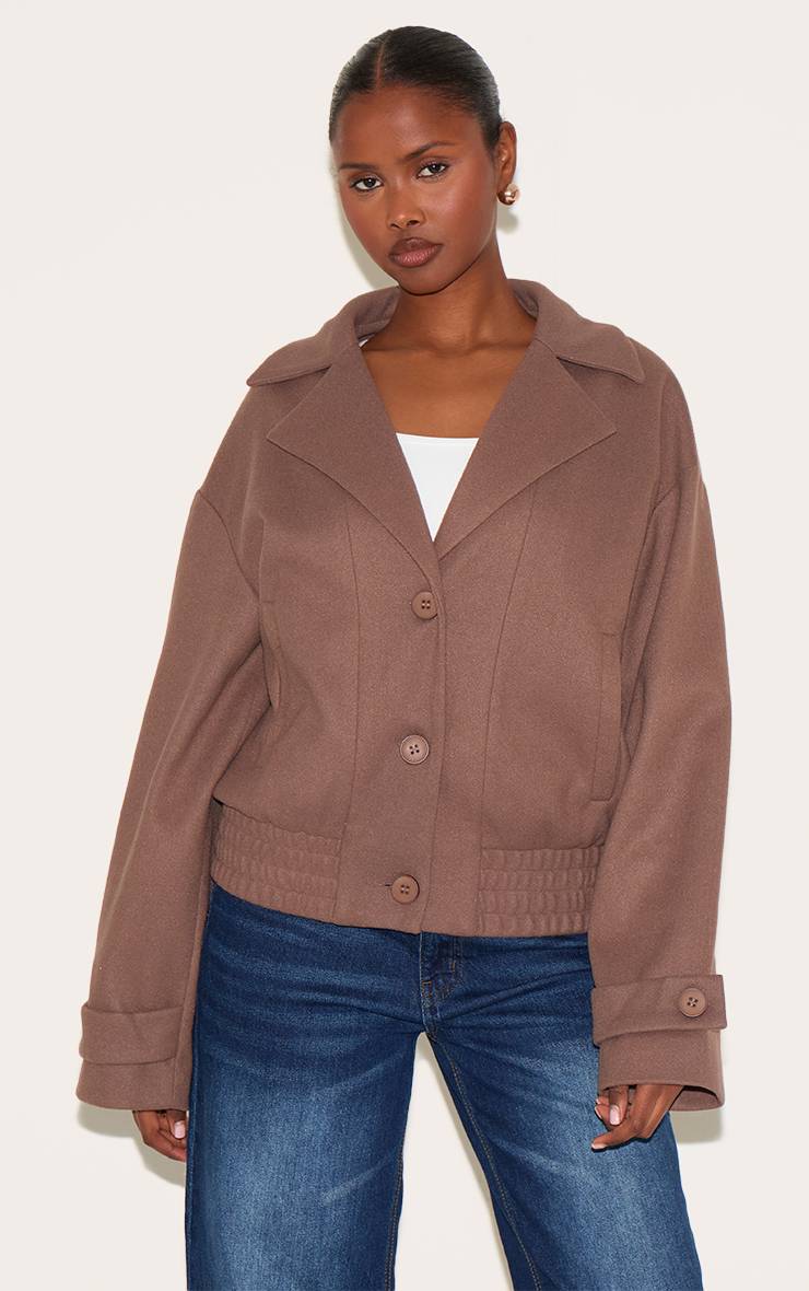 Champignon Veste Bomber Boutonnée Aspect Laine
