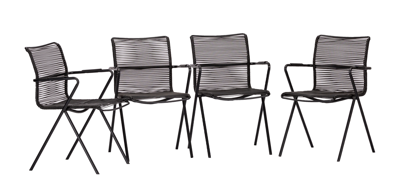 4-teiliges Gartenstuhl-Set - anthrazit - stapelbar - 55x83 cm