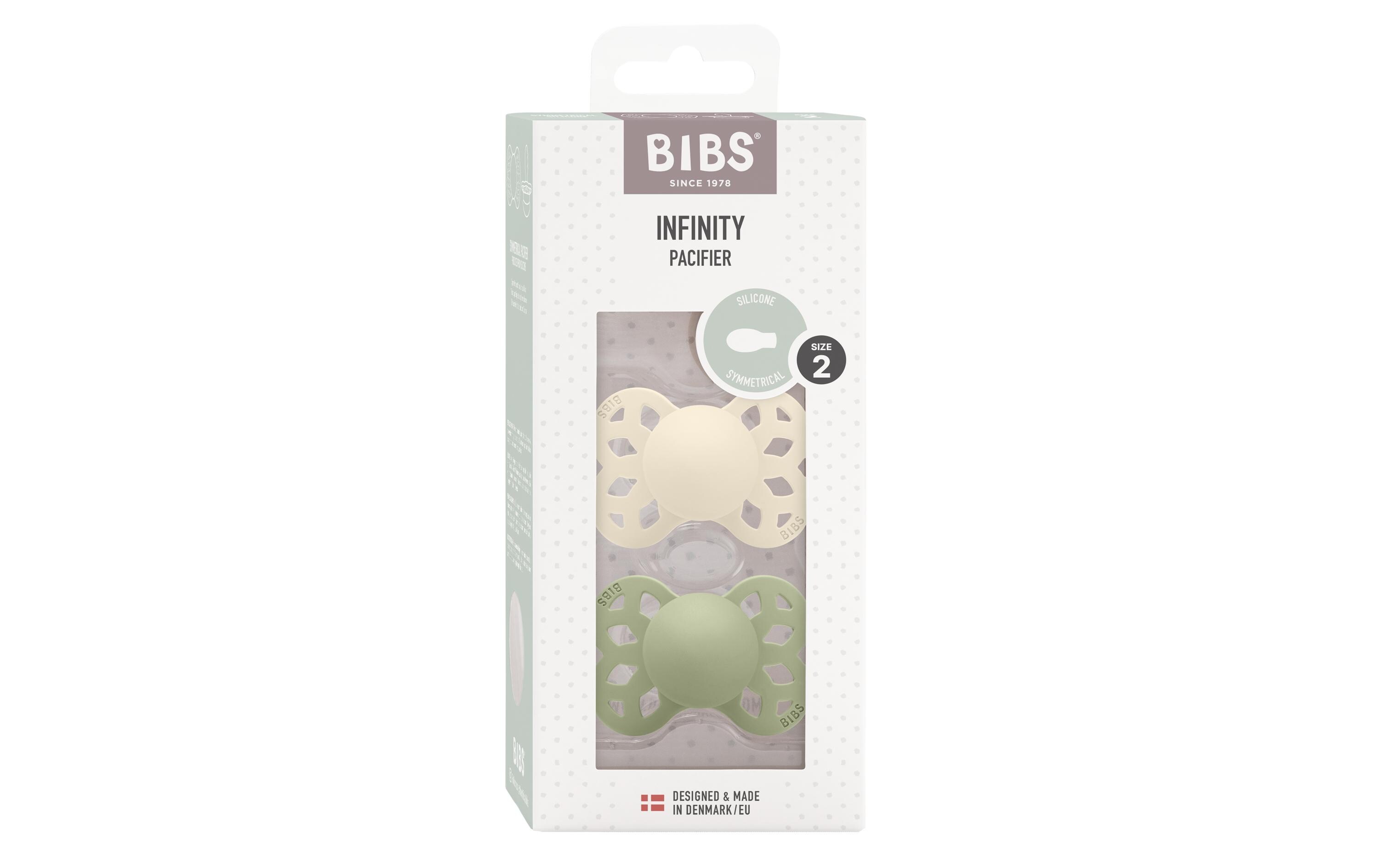 Nuggi symmetrisch 2er Set Ivory/Sage Green 6-12 Mt.Doppelpack Schnuller für Babys