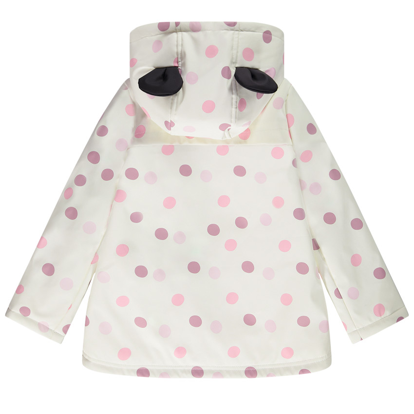 Parka gomme à capuche fantaisie Minnie  imprimé pois pour fille
