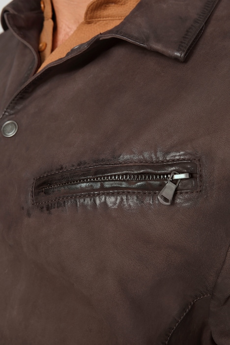 Boston Park Lederjacke, Used-Optik-Nähte, bis 74