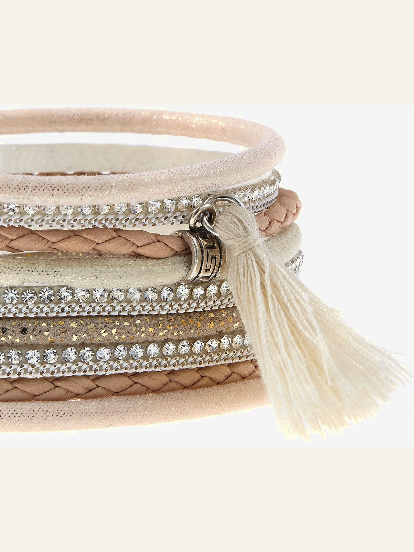 Bracelet bandes multi-rangées avec houppe